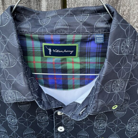 William Murray Mens Golf Polo Shirt Medium Navy Geometric Pattern Golfer - Picture 6 of 11